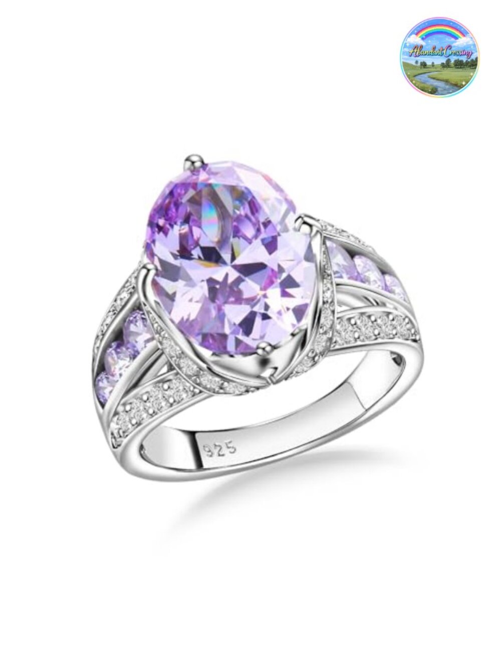 925 Sterling Silver Oval Gemstone Statement Ring Women 14mm Size 6-10